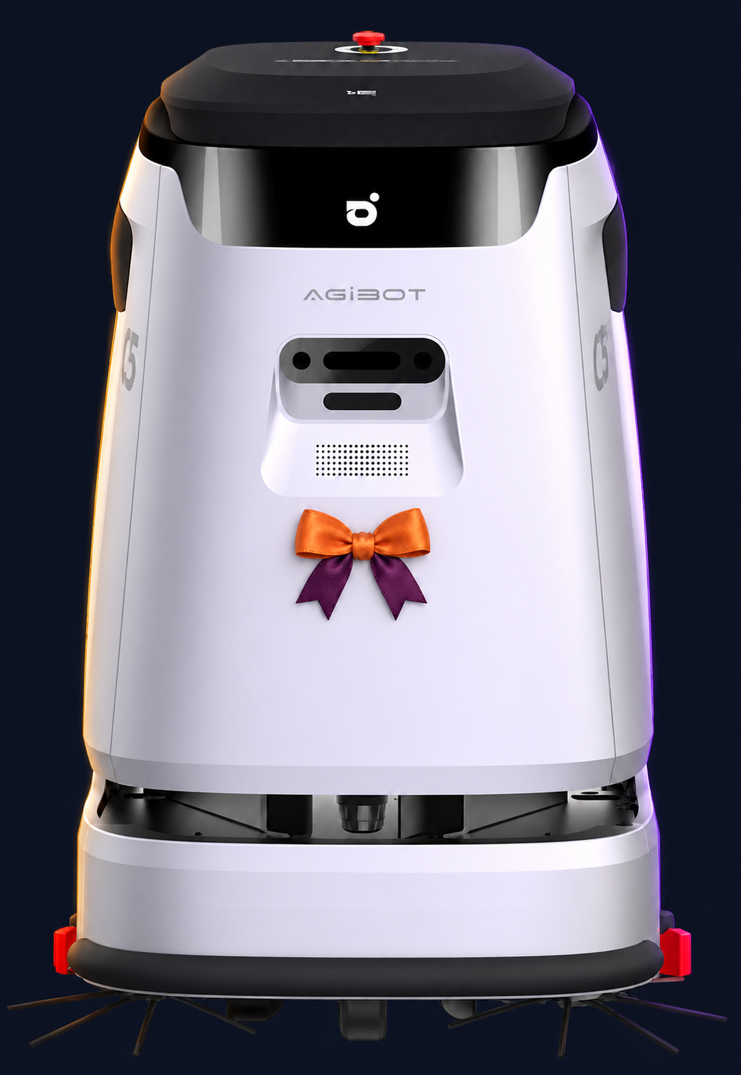 AGIBOT C5 Autonomous Floor Cleaning Robot with decorative Halloween styling. Costume not included.